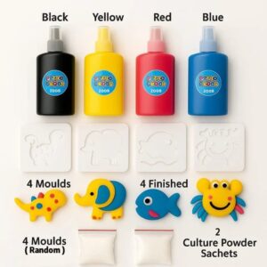 Magic Water Jelly Clay (4 Pieces) | Transformative 3D Art Experience | With Corrugated Box