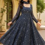 Midnight Grace Printed Anarkali Set