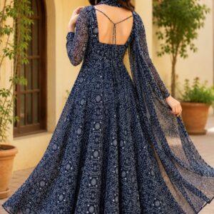 Midnight Grace Printed Anarkali Set