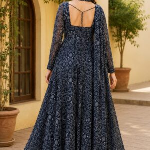 Midnight Grace Printed Anarkali Set